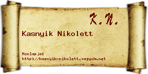Kasnyik Nikolett névjegykártya